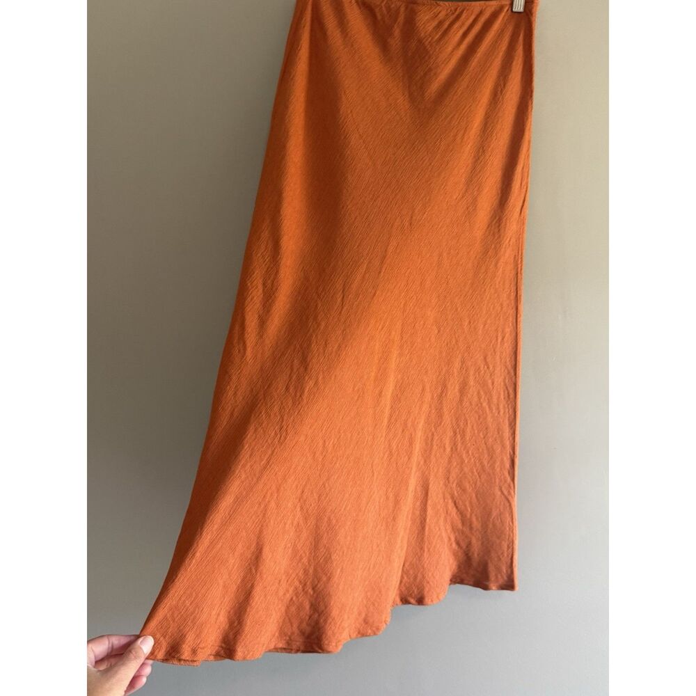 Eileen Fisher Linen Blend Maxi Skirt Burnt Orange Lagenlook Minimalist Boho Med - Picture 6 of 12
